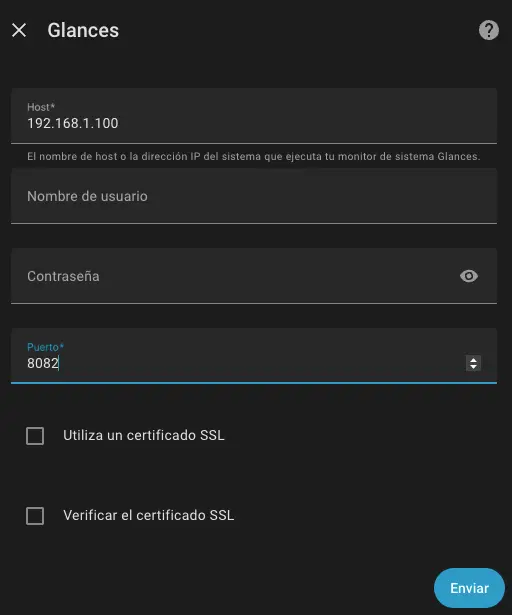 Configuración Glances HA