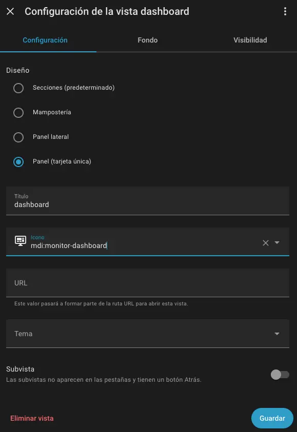 Crear nueva vista en ha